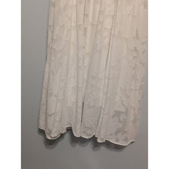 Lulus Womens Med Sleeveless Midi White Floral A-line Wedding Party Summer Dress - Picture 10 of 14